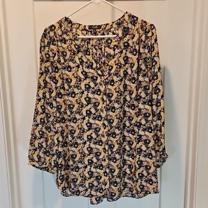 NYDJ Floral Print Pintuck Blouse XL